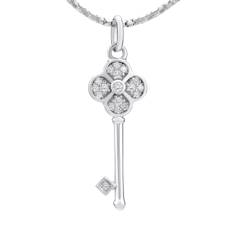 Stříbrný přívěsek KLÍČ se Swarovski® Zirkony MWP13714S