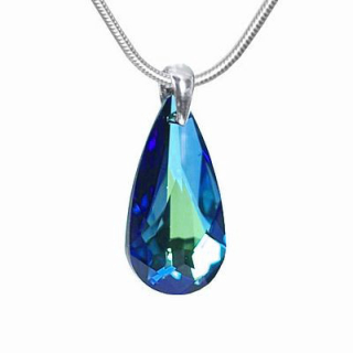 Stříbrný přívěsek Kapka 24mm Bermuda Blue se Swarovski® Crystals LSW011P
