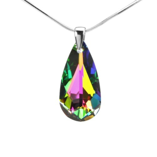 Stříbrný přívěsek Kapka 24mm zelená se Swarovski® Crystals LSW010P