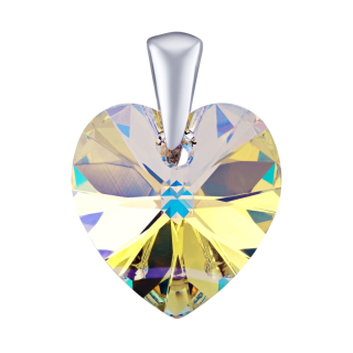 Stříbrný přívěsek se Swarovski® Crystals SRDCE 14mm AB LSW069P