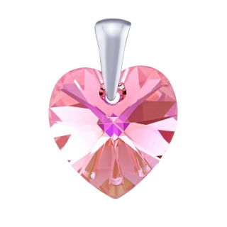 Stříbrný přívěsek SRDCE 14mm se Swarovski Elements - Light Rose LSW093P