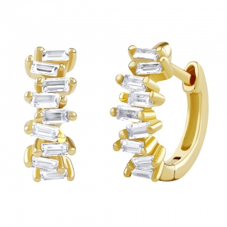 Stříbrné/pozlacené náušnice kruhy Bernie s Brilliance Zirconia DCC1541EWGP