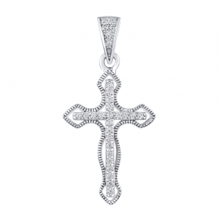 Stříbrný přívěsek křížek Famiel s čirými Brilliance Zirconia MW2889P