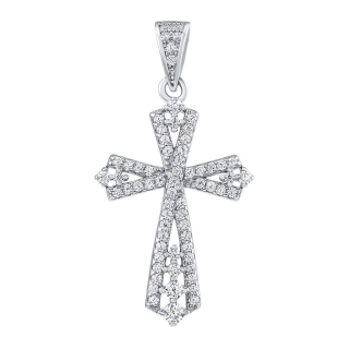 Stříbrný přívěsek křížek Adnai s čirými Brilliance Zirconia MW3077P