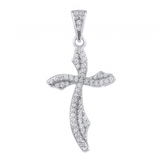 Stříbrný přívěsek křížek Alimon s čirými Brilliance Zirconia MW03073P