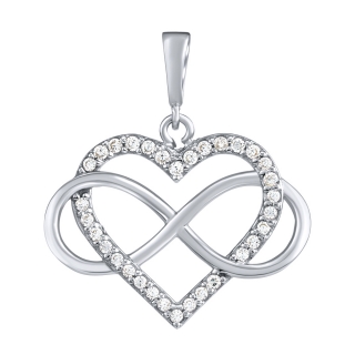 Přívěsek srdce s infinity Jade z bílého zlata a Brilliance Zirconia PRGPK0068PGW