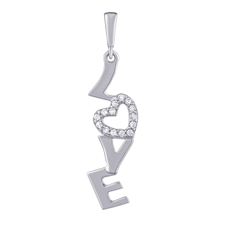Přívěsek Love z bílého zlata se srdcem s Brilliance Zirconia PRGPAP0261PGW