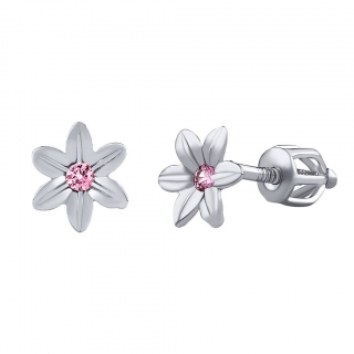 Stříbrné náušnice kytičky Beauty s růžovými Brilliance Zirconia SILVEGOB70449BDSP