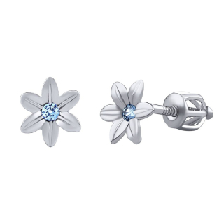 Stříbrné náušnice kytičky Beauty s modrými Brilliance Zirconia SILVEGOB70449BDSLB