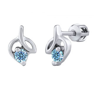 Stříbrné náušnice lístky Yolla se světle modrými Brilliance Zirconia SILVEGOB31042ESBDLB