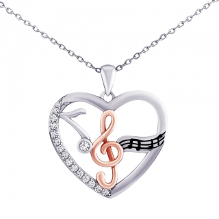 Stříbrný náhrdelník Amadeus s hudebními motivy s Brilliance Zirconia DCC22566N