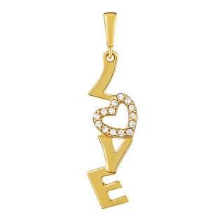 Zlatý přívěsek Love se srdcem s Brilliance Zirconia PRGPAP0261PGY