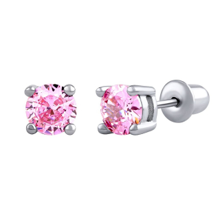 Stříbrné náušnice pecky Trudy s růžovými Brillinance Zirconia DCC2056207EP 