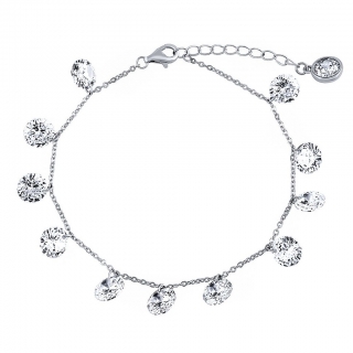 Stříbrný náramek Camara s čirými Brilliance Zirconia - 17+3 cm DCC065BW