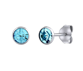 Stříbrné náušnice pecky Malia s modrými Swarovski Zirconia 5 mm