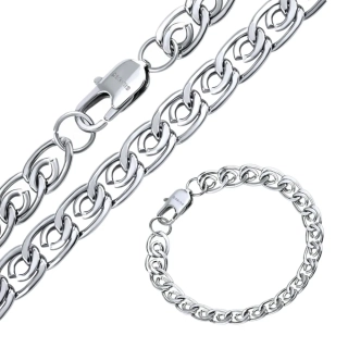Ocelový set náramku a náhrdelníku Paper Clip 8mm