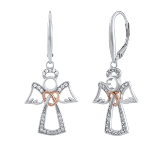 Stříbrné náušnice anděl Cassiel s Brilliance Zirconia