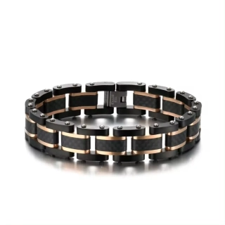 Pánský náramek Original Design Black on Rose Gold
