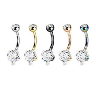 Piercing do pupíku - banánek s kamenem Srdce