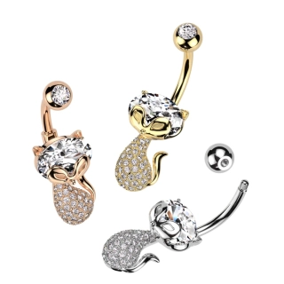 Piercing do pupíku Kočka