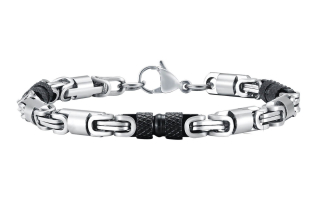 Náramek z chirurgické oceli Byzantine Chain Black and Steel