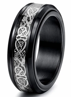 Černý prsten Sygnet Keltský drak