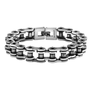 Náramek z chirurgické oceli 23 cm - design motocyklový a cyklistický řetěz