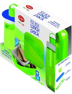 Láhev na pití + Box na oběd Snips Ice Box (0,5l láhev na vodu s 1,5l ledovým obědovým boxem), zelený