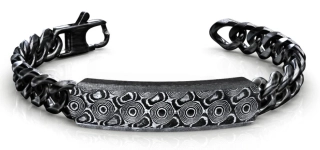 Luxusní černý náramek z damaškové oceli Damasteel