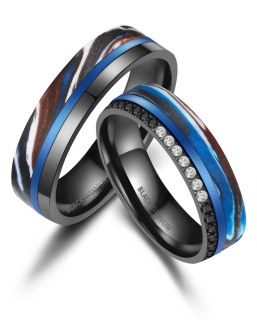 Luxusní snubní prsteny Black Titanium – Modrý oceán