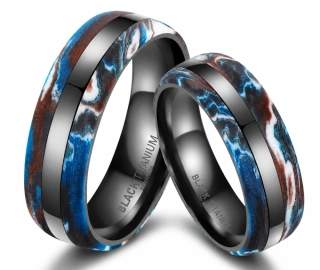 Luxusní snubní prsteny Black Titanium – Modrý oceán
