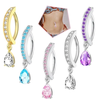 Piercing do pupíku Kapka se zirkony – vnitřní závit