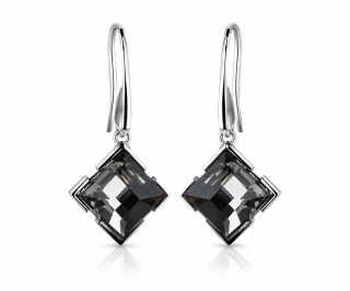 Visací náušnice z chirurgické oceli se Swarovski® Crystals Black Diamond 12 mm