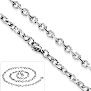 Klasický ocelový řetízek Silver 4,5 mm – stříbrná barva