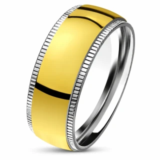 Elegantní titanový prsten ve zlato-stříbrné barvě